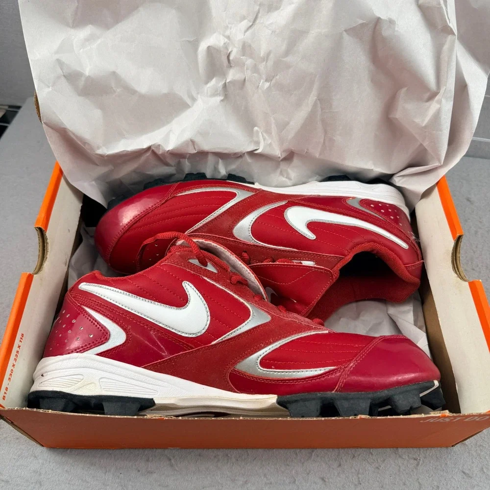 Vintage 2008 Nike Keystone Low Baseball Cleats Men's‎ 11 Red White 317087-611
